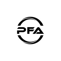 PFA letter logo design with white background in illustrator, cube logo, vector logo, modern alphabet font overlap style. calligraphy designs for logo, Poster, Invitation, etc.