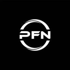 PFN letter logo design with black background in illustrator, cube logo, vector logo, modern alphabet font overlap style. calligraphy designs for logo, Poster, Invitation, etc.