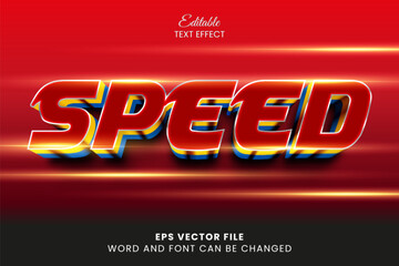 Speed neon glow 3d editable vector text effect