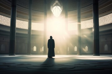 A Man Enlightened by the Sun in a Mosque