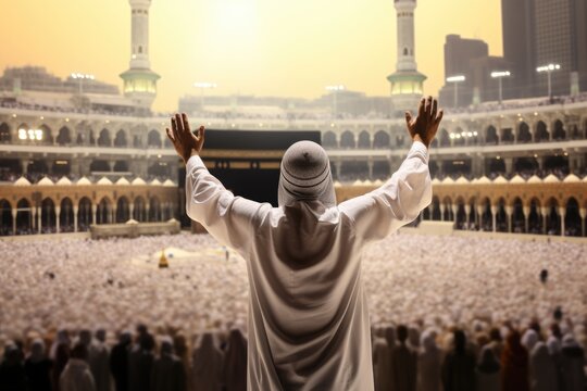 Muslim Cleric Praying in Front of a Massive Crowd