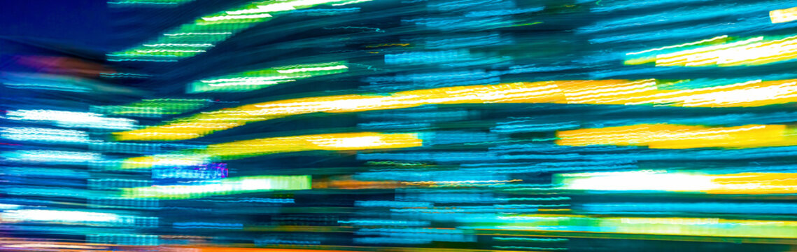 Abstract high speed technology POV motion blurred concept image from the Yuikamome monorail in Tokyo, Japan