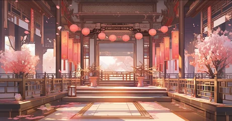 Foto op Canvas anime style background chinese asia japan china architecture, ai © Rachel Yee Laam Lai