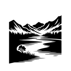 Mountain lake landscape - obrazy, fototapety, plakaty