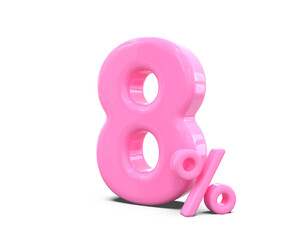 8 percent off discount sale off in Pink 3D
