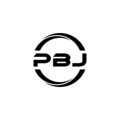 PBJ letter logo design with white background in illustrator, cube logo, vector logo, modern alphabet font overlap style. calligraphy designs for logo, Poster, Invitation, etc.