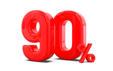 90 percent off discount sale off in red 3D