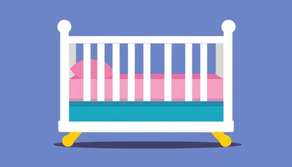 Printable Vector of Baby Crib - Modern Flat Style Icon