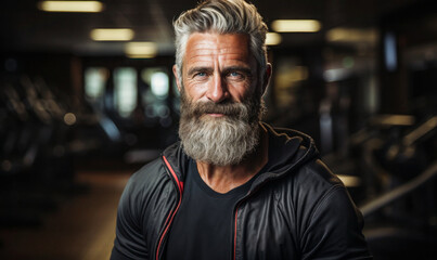 Obraz premium Masculine Mature Man: Fitness Portrait in the Gym