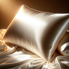 A luxurious silk-covered sleeping pillow