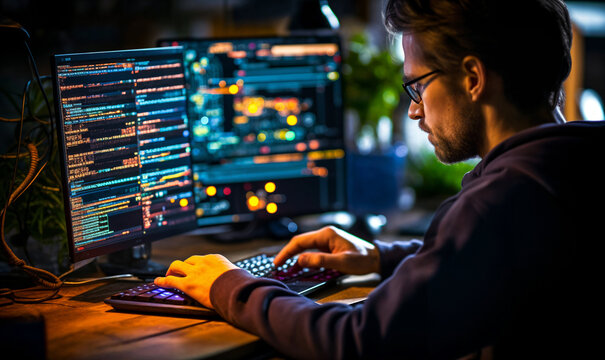 Software Developer Works on Coding Language for ChatGPT AI and Web Design