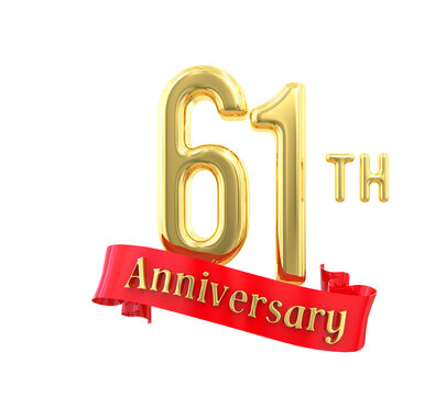 61th Anniversary Gold Number 3D