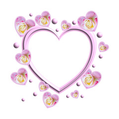 pink heart frame with flowers