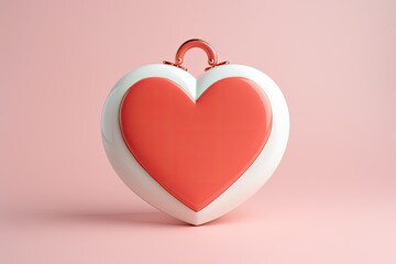 Pink and red heart-shaped purse with a handle