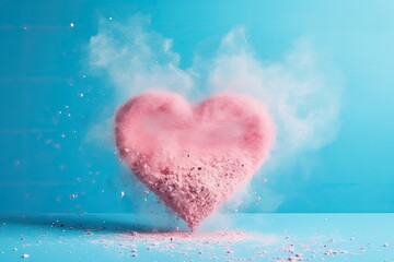 Fototapeta premium Heart-shaped confetti bomb exploding with a bang
