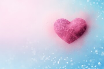 Romantic Heart on a Pink Sparkling Background
