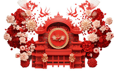 Embracing Traditional Chinese New Year Festivities Isolated on Transparent Background PNG.