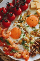 fried eggs with tomatoes