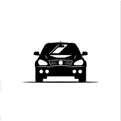 Car Driving With Headlight bf Logo Monochrome Design Style - obrazy, fototapety, plakaty