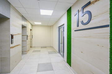 interior public place, house entrance. doors, walls, corridors staircase