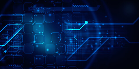 2d illustration Abstract futuristic electronic circuit technology background