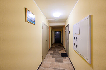 interior public place, house entrance. doors, walls, corridors staircase