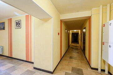 interior public place, house entrance. doors, walls, corridors staircase