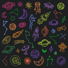 Universe. Space. Space trip. Design. Vector illustration. Planets and constellations