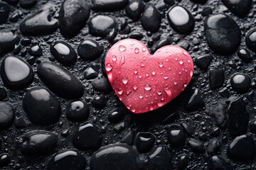 Obraz premium Rainy Heart on Rocky Ground