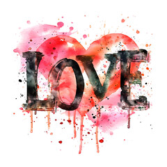 Elegant ‘LOVE’ watercolor design on a clean white background for a contemporary Valentine’s vibe.