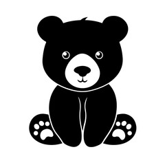 Cute Bear Logo Monochrome Design Style
