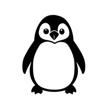 Cute Penguin Logo Monochrome Design Style