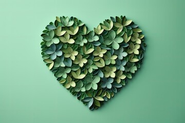 Green heart decoration with leaves
