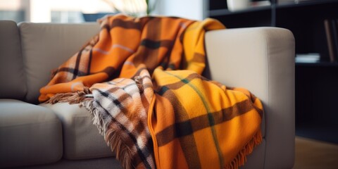 Blanket on a sofa.