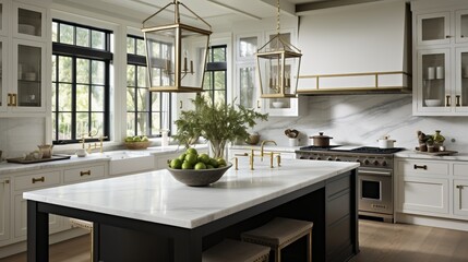 Fototapeta premium beautiful home interior design french interior design style kitchen area wooden cabinet cupboard home interior deisng ideas backgroun