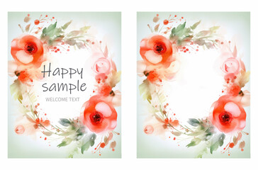 薔薇の水彩画。花のおめでとうカードデザイン、Generative AI