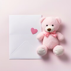 Obraz premium A Pink Teddy Bear Sitting Next to an Envelope
