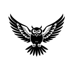 Flying Owl Logo Monochrome Design Style