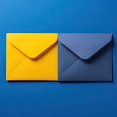 Folded Envelopes on a Blue and Yellow Background