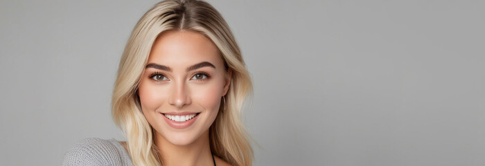 Beautiful a good woman nice fashion half body eye contact and space for design