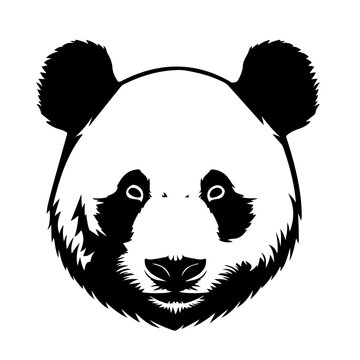 Panda Head Logo Monochrome Design Style