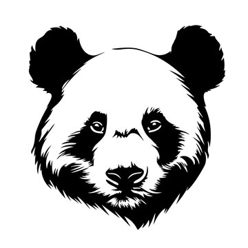 Panda Head Logo Monochrome Design Style