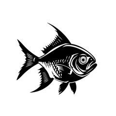 Piranha Fish Logo Monochrome Design Style