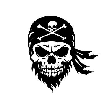 Pirate Bandana Logo Monochrome Design Style
