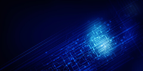 2d illustration Abstract futuristic electronic circuit technology background
