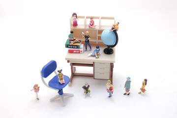 a scale of the student desk with children