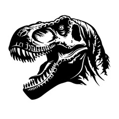 Roaring t rex Head Logo Monochrome Design Style