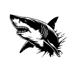 Shark Mascot Logo Monochrome Design Style