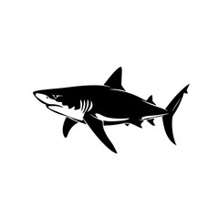 Fototapeta premium Shark Swimming Silhouette Logo Monochrome Design Style
