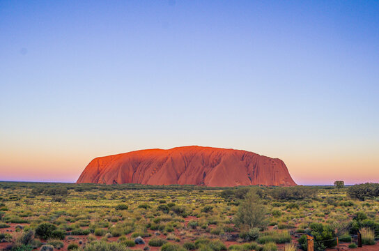 Uluru-Kata Tjuta National Park in the Northern Territory in Australia at Sunset